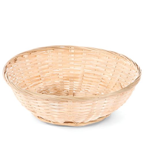 Handwoven Bamboo 8" Round Basket, Natural